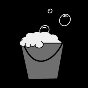bucket with soapy water
